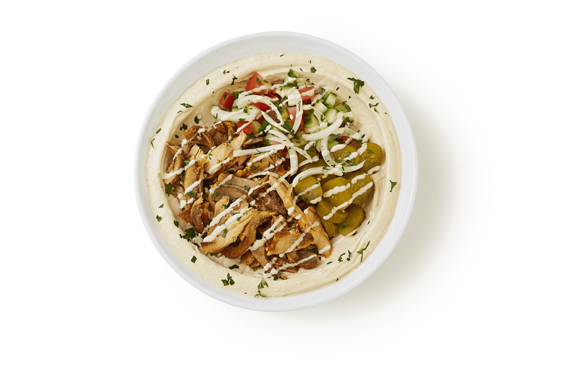 Chicken Shawarma on Hummus