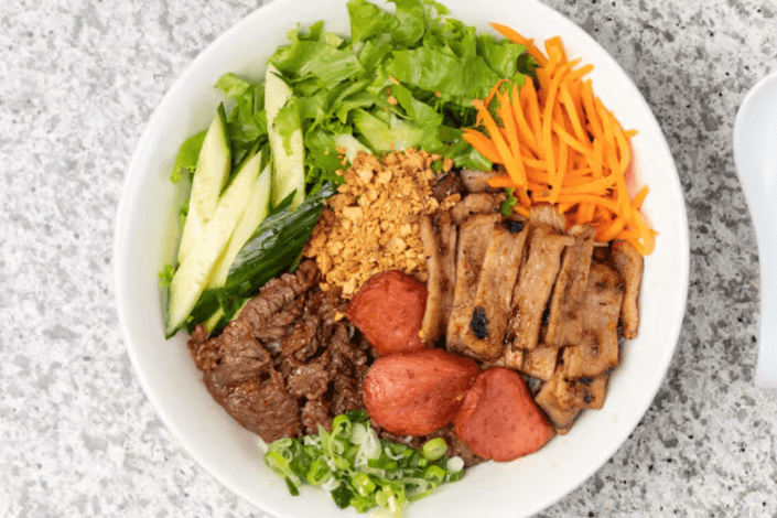 31. Grilled Meat Balls and Spring Roll Vermicelli - Bun Nem Nuong, Cha Gio