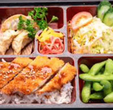 #0356. Tonkatsu Teriyaki Box (pork) with Three Spring Rolls