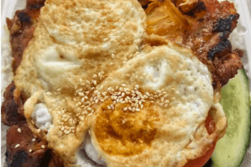 #67. Two Sunny-Side Up Eggs with Grilled Lemongrass Chicken