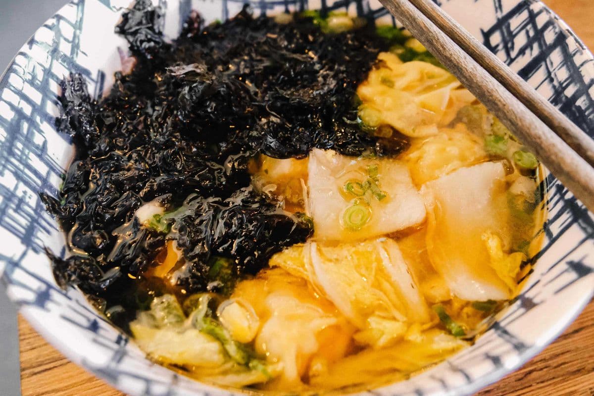 Shrimp & Pork wonton Soup with Seaweed