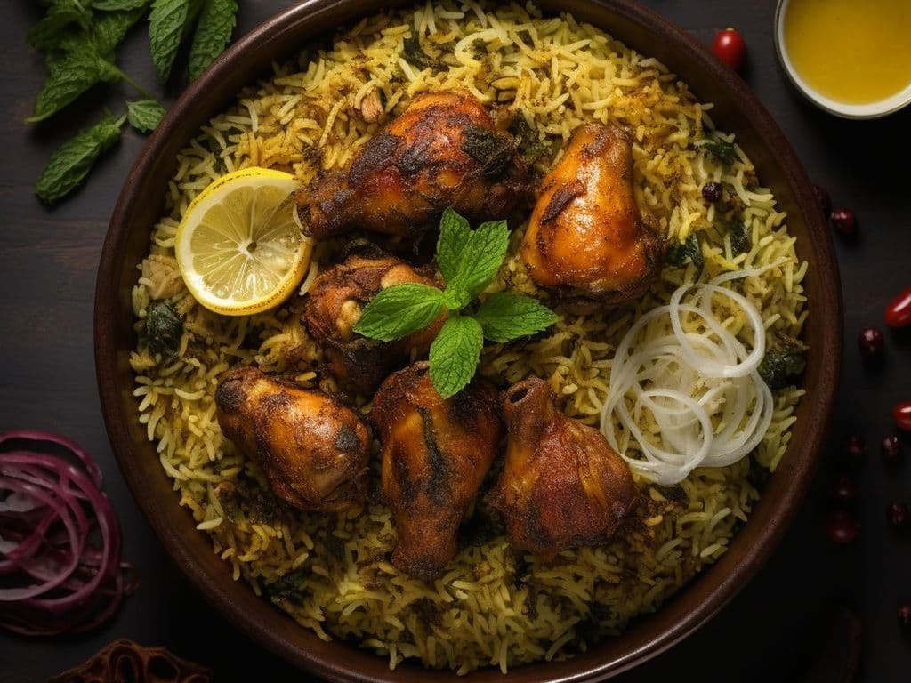 Gongura( Sour Spinach ) Chicken Dum Biryani / Biryani De Poulet Épinards Aigres