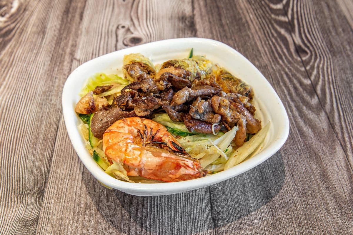 307. Spring Roll, BBQ Pork, and Grilled Shrimp - Bun Cha Gio Thit Nuong Tom Nuong