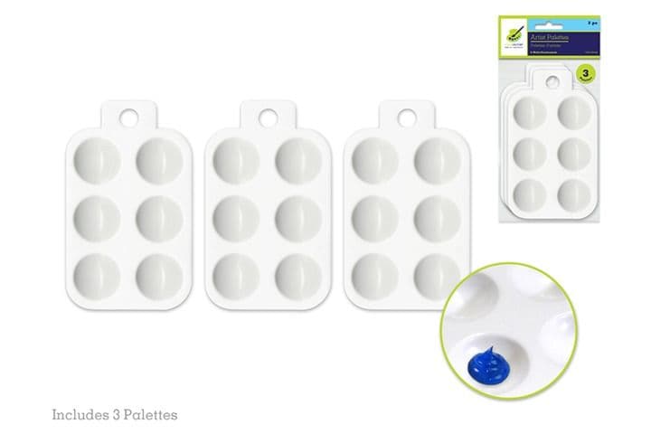 6 Well Plastic Palettes 3pc