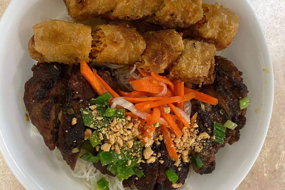 26. W/ Spring Rolls & BBQ Pork