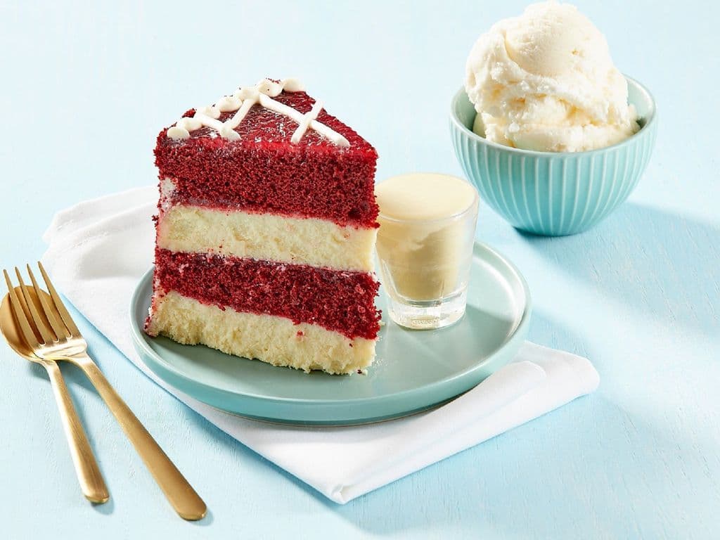Red Velvet Cheesecake Slice w/ Ice Cream