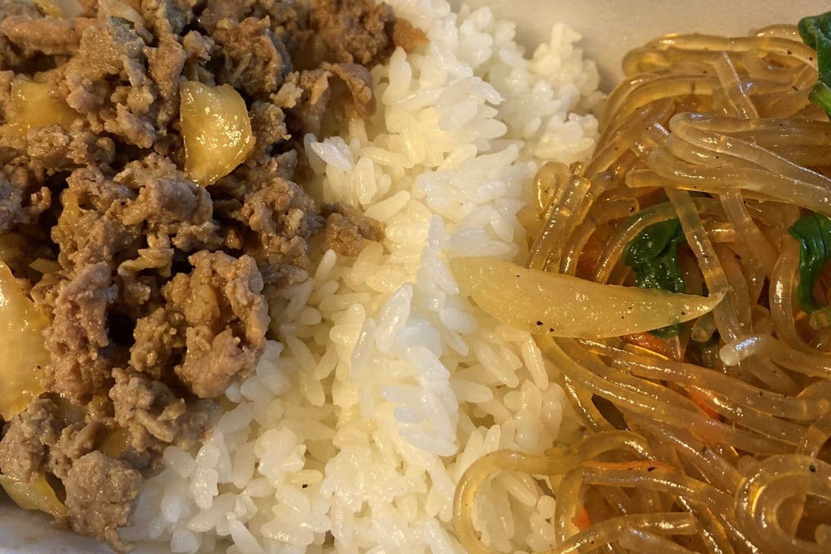 Sweet Beef with Rice and Jap-Chae