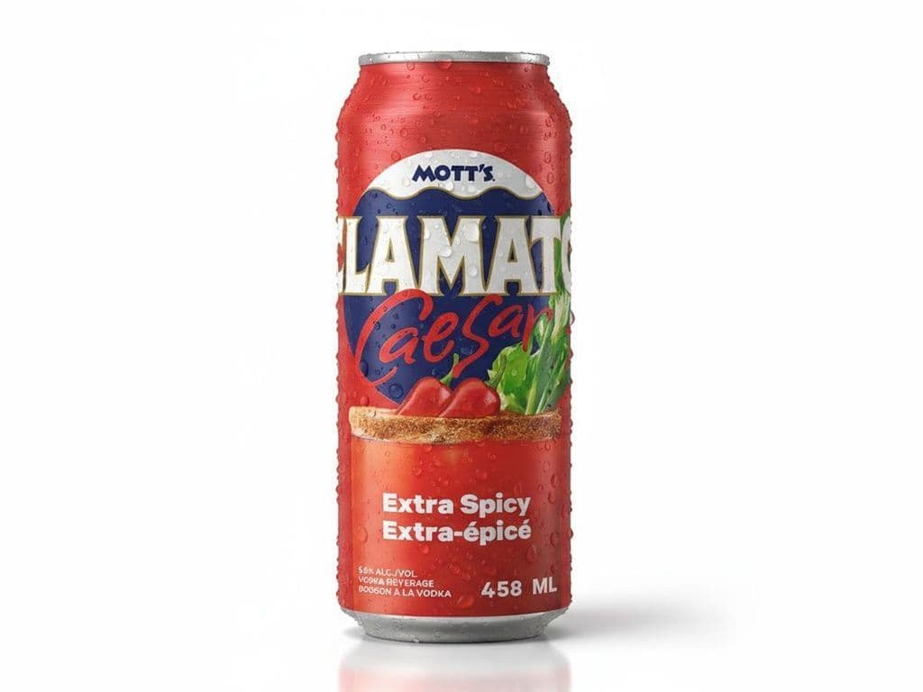 Motts Clamato Caesar - Extra Spicy, Individual 458ml can (5.5% ABV)