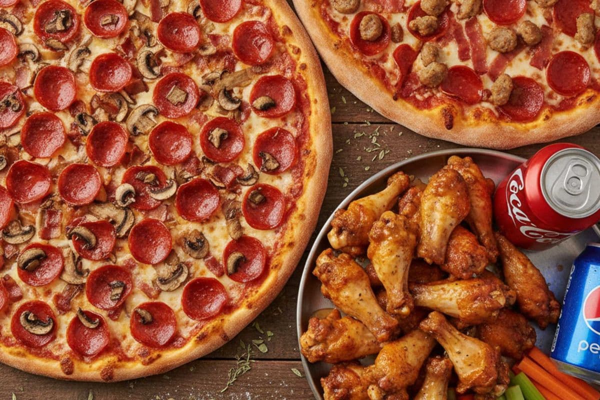 Family Combo (Two Medium Pizza,20 Wings and 2 pop)