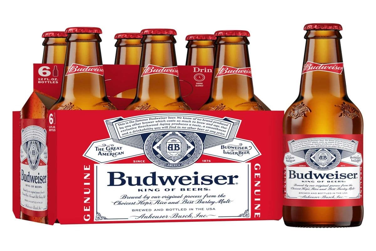 BUDWEISER(6 BOTTLES) BEER (6 x 341 ML)
