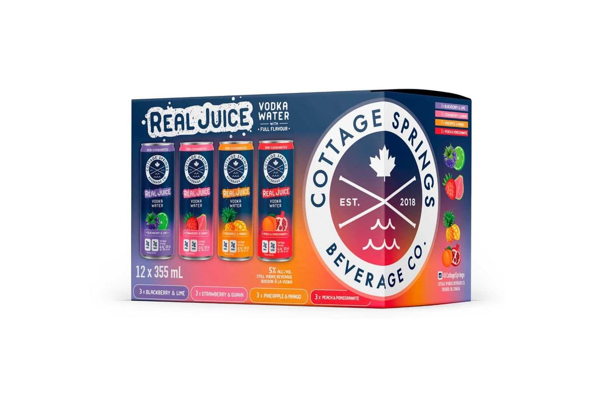 Cottage springs Real Juice Vodka Water (12 x 355mL Cans)