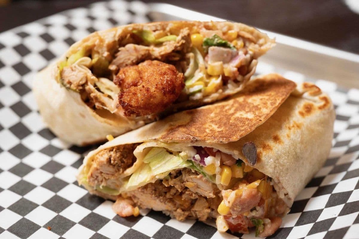 Chicken and Crunchy Fried Shrimp Burrito