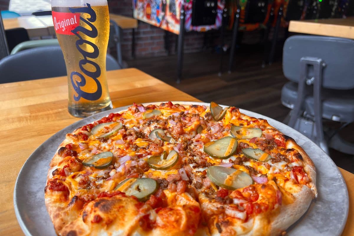 13” Tilted bacon cheeseburger Pizza