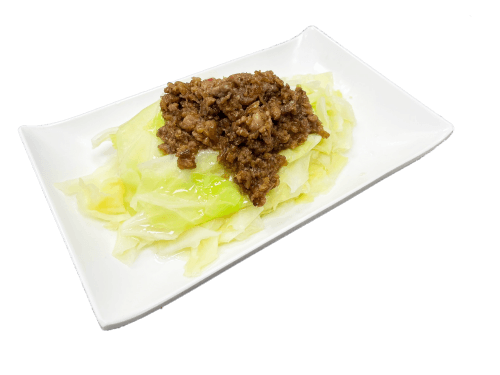客家油蔥燙高麗菜 (含肉燥🐖) / Boiled Vegetable w/Minced Pork Sauce & Hakka Style Scallion Oil(Contains Pork Sauce 🐖)