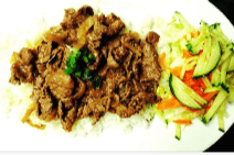 54. Satay Beef on Steamed Rice