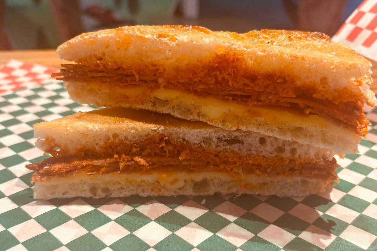 Hot Panini Spicy Sopressata and Cheese Grilled Panino