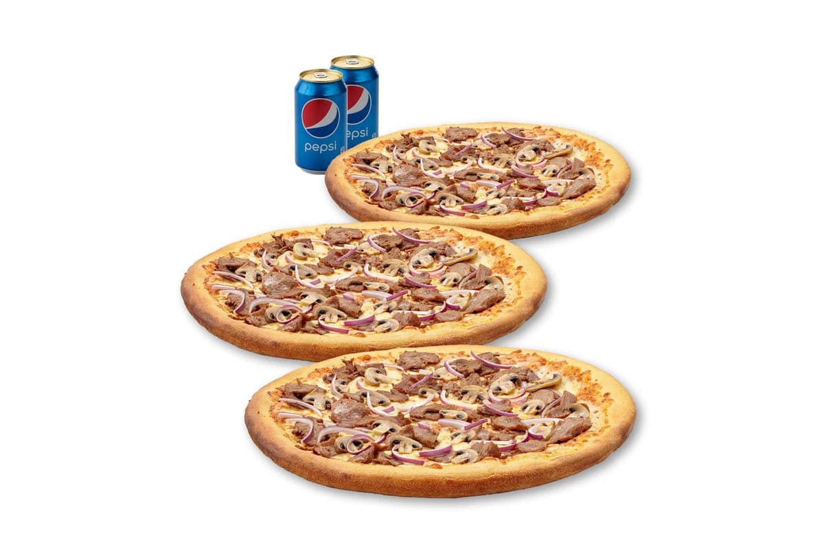 Spécial 3 Pizzas Petites - Steak Philly / Small 3 Pizza Special - Philly Steak