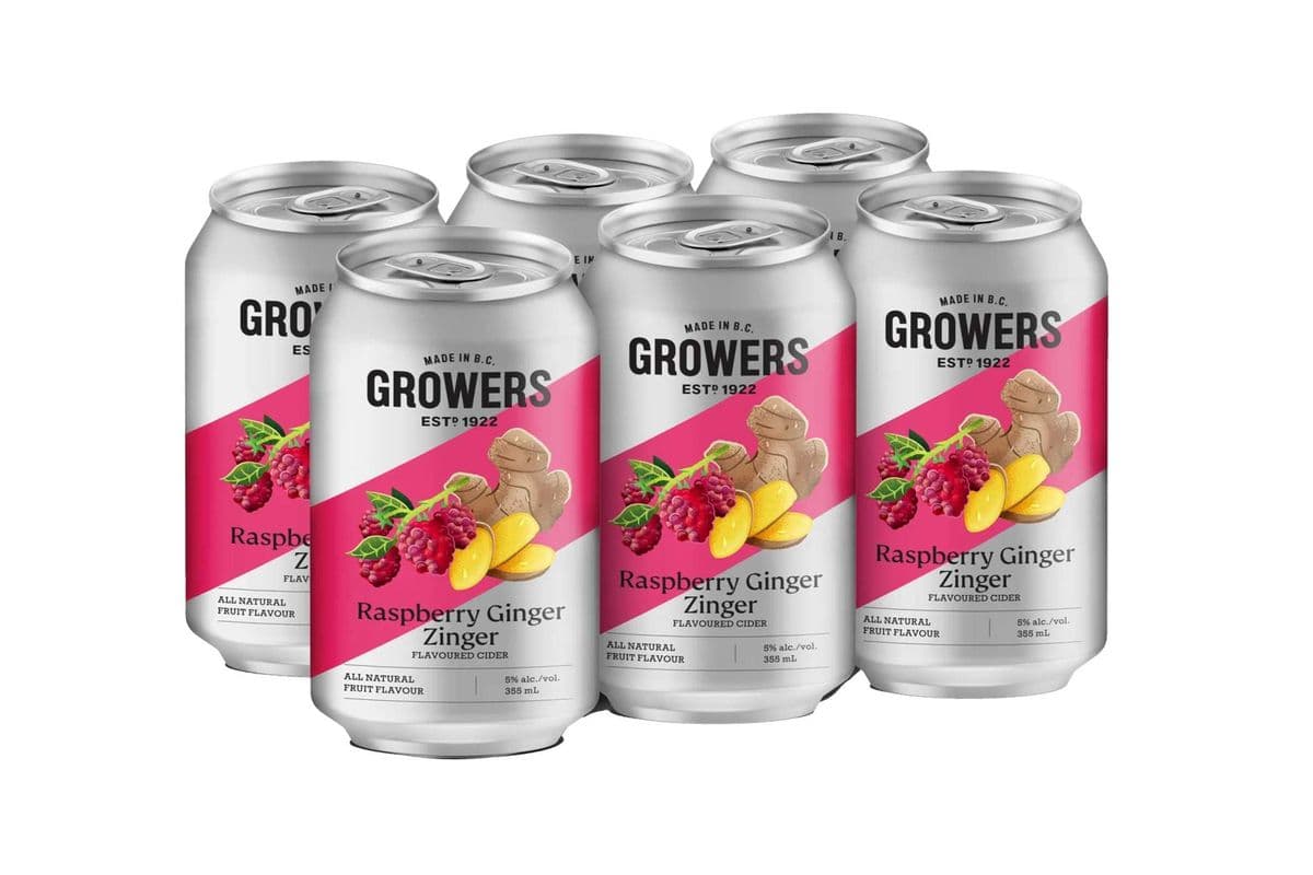 GROWERS RASPBERRY GINGER CIDER 6 CANS (6 x 355 ML)