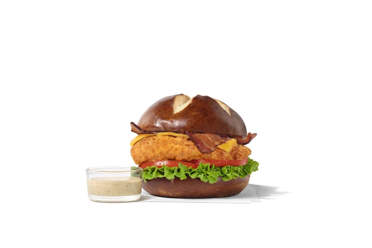 Pretzel Cheddar Club Sandwich with Chick-fil-A Filet