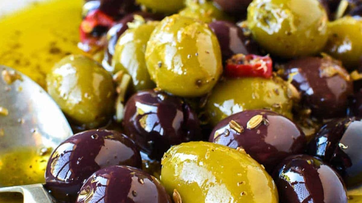 Pan Fried Green and Black Olives