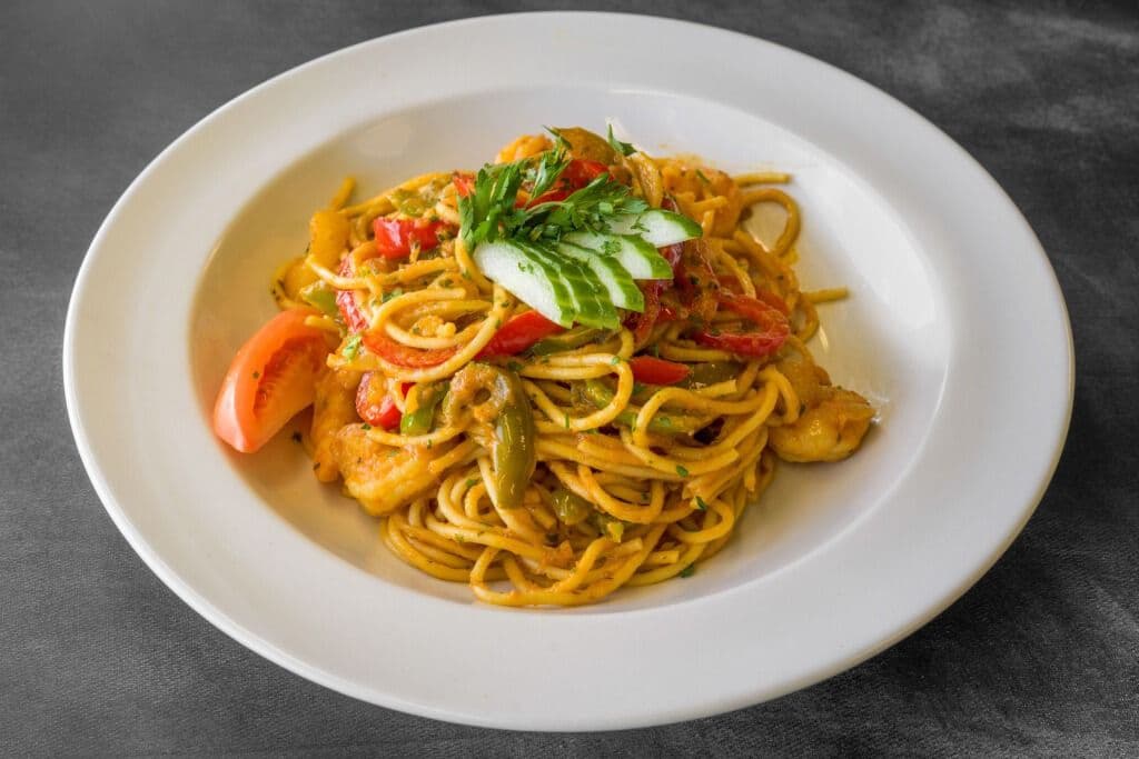 Spaghetti provençale aux crevettes / Provençal Spaghetti with Shrimps