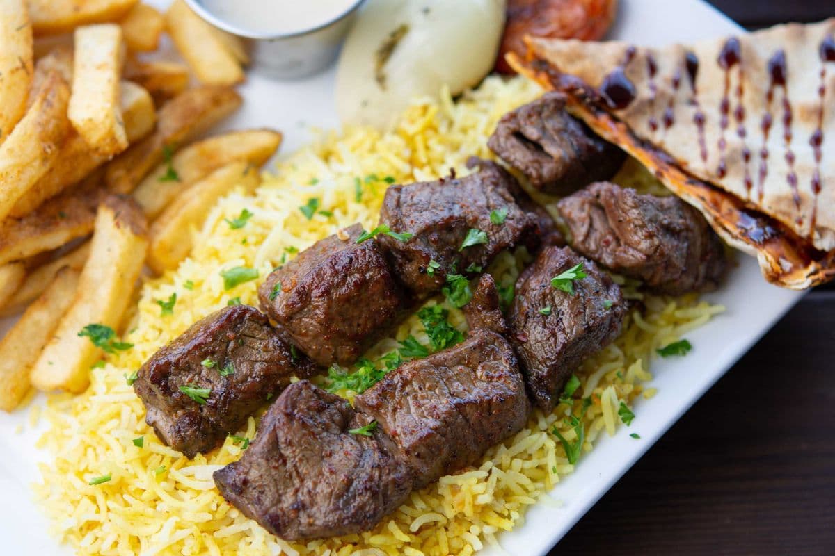 Shish Kebab (BBQ Beef Cubes) (2 Skewers)