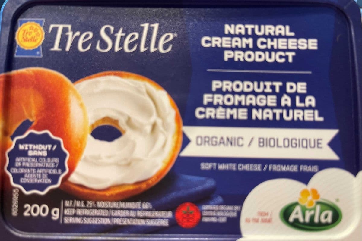 Tre Stelle Produit de fromage a la creme Naturel biologique. Natural cream cheese product organic (200g)