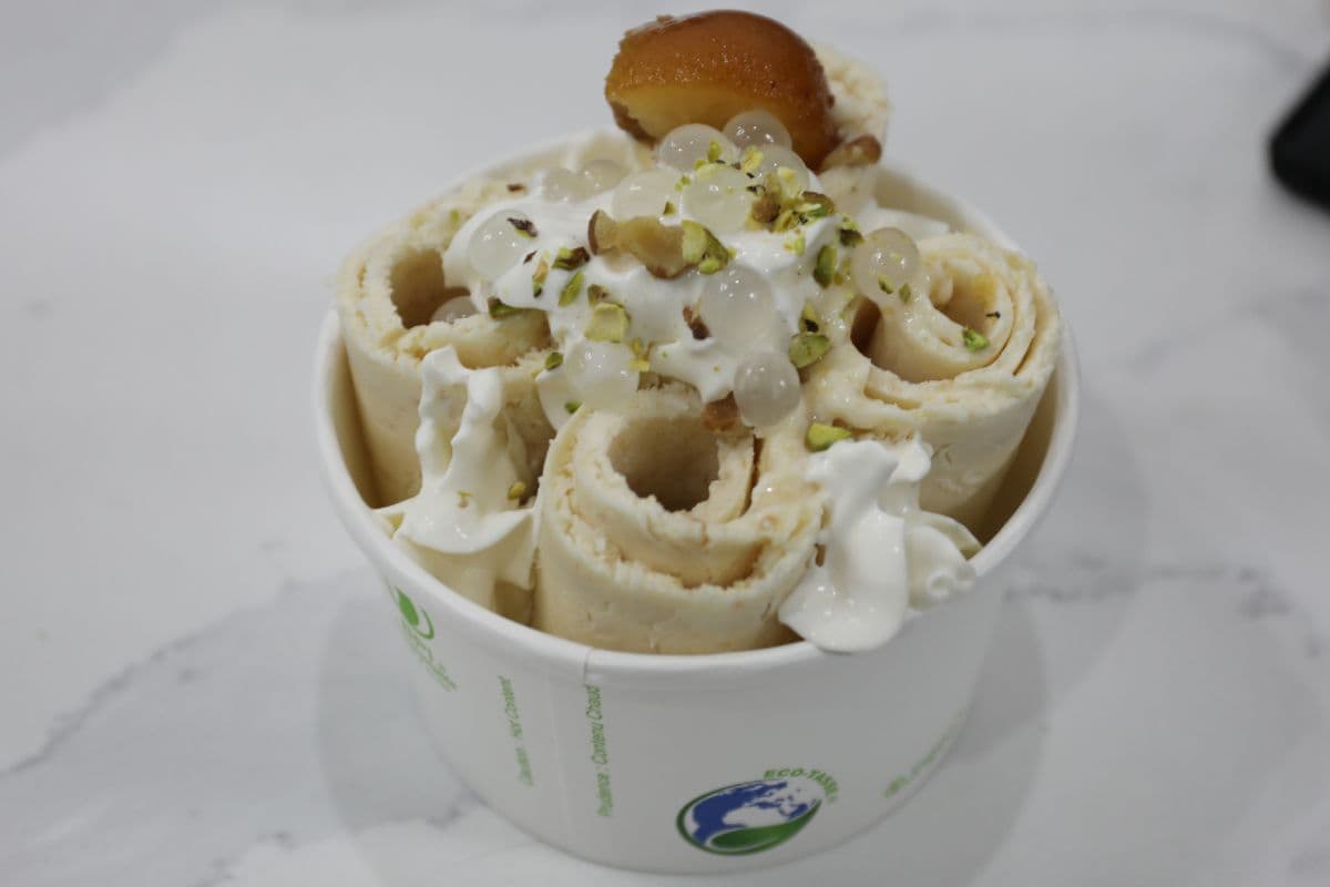 Gulab Jamun Rolled Ice Cream