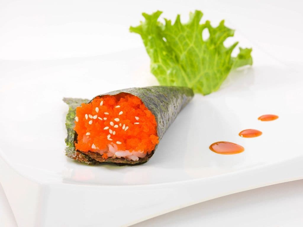 96H.Flying Fish Egg Hand Roll