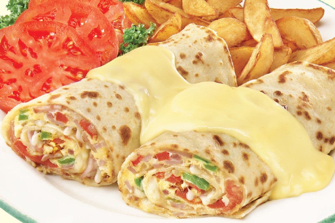 Western-cheddar crêpomelette (1190 Cals.)