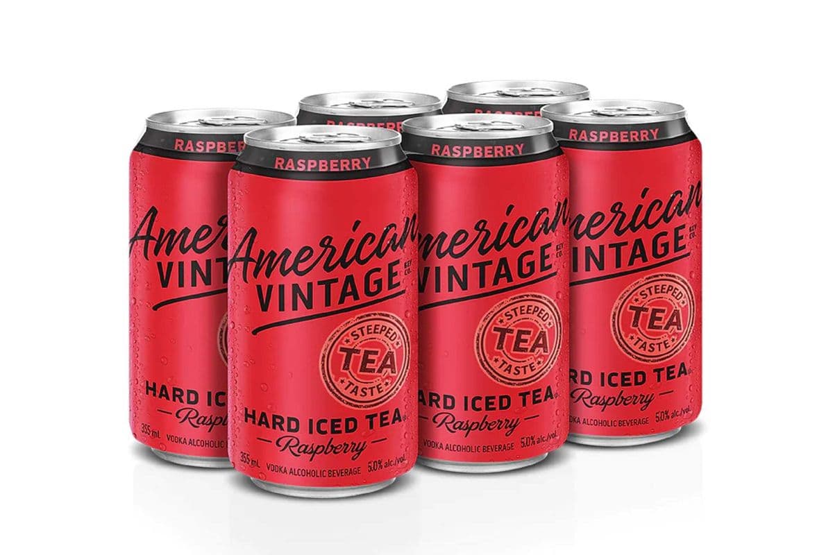 AMERICAN VINTAGE ICED TEA RASPBERRY (6 PACK) (6 x 355ML CAN)