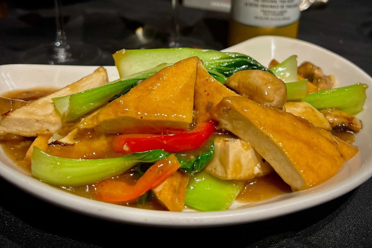 V9. Spicy Tofu with Baby Bok Choy