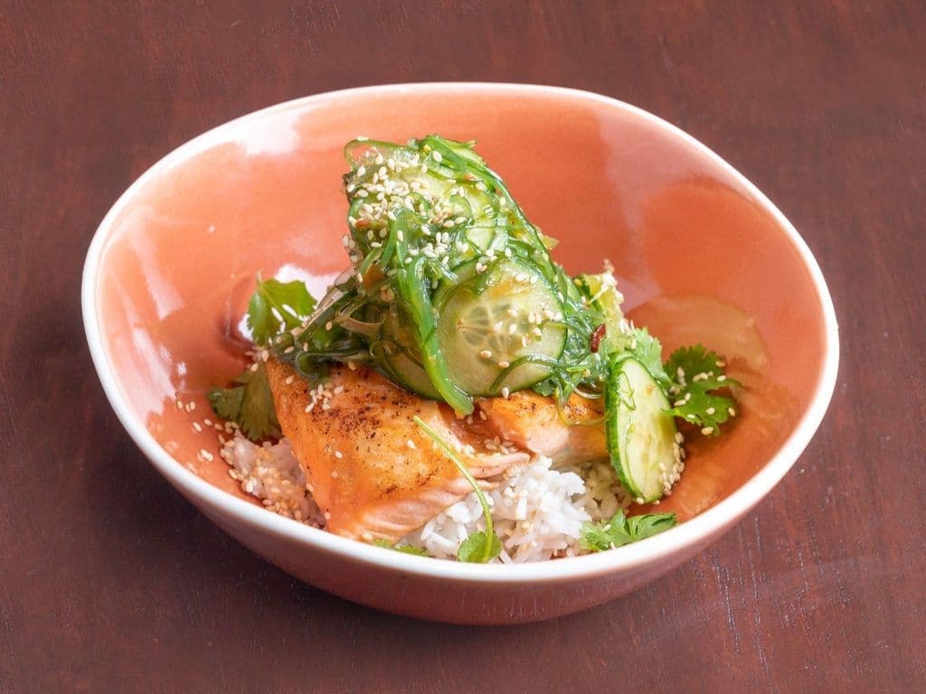 Seared Salmon & Garlic Shrimp Bowl