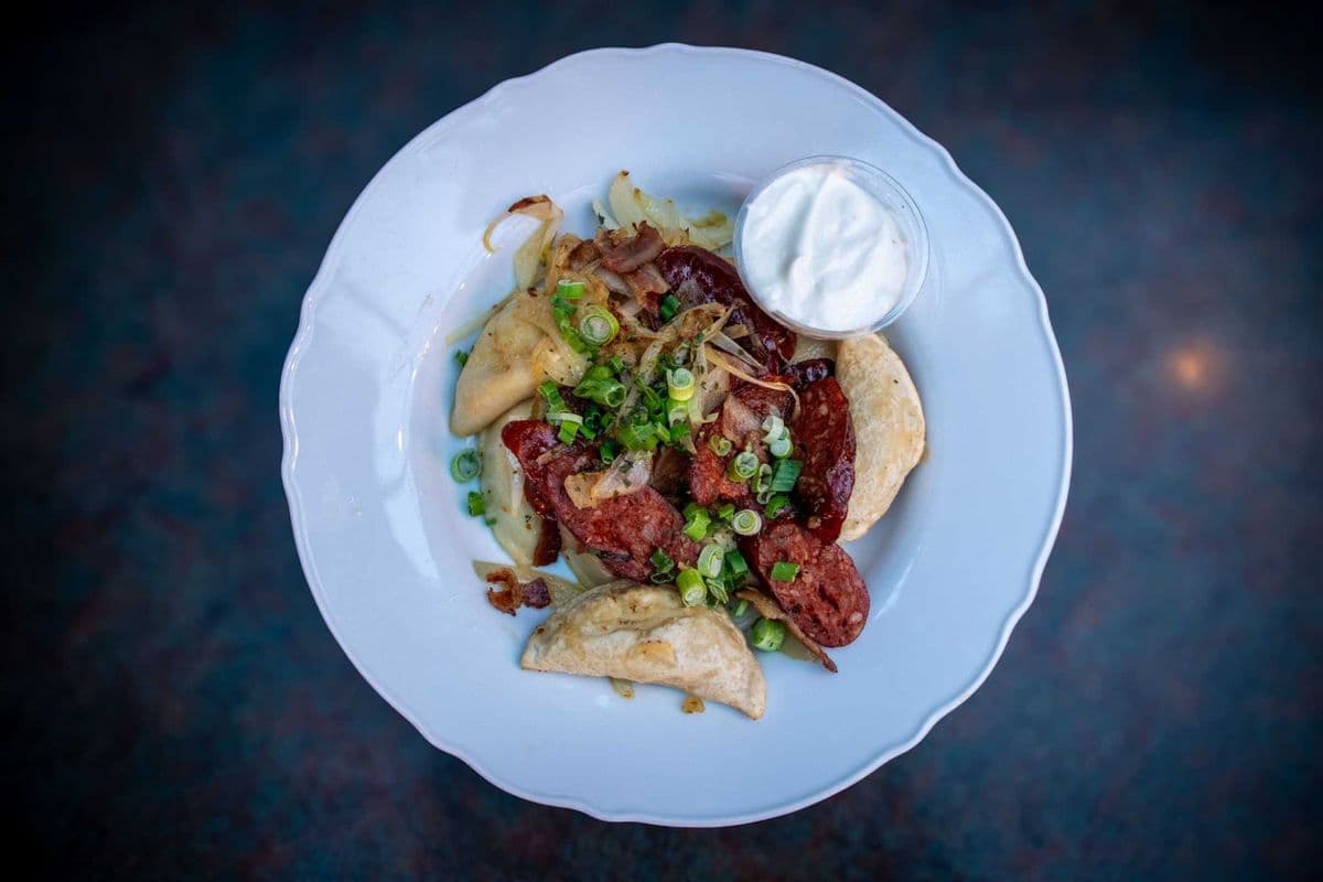 Pierogies and Chorizo