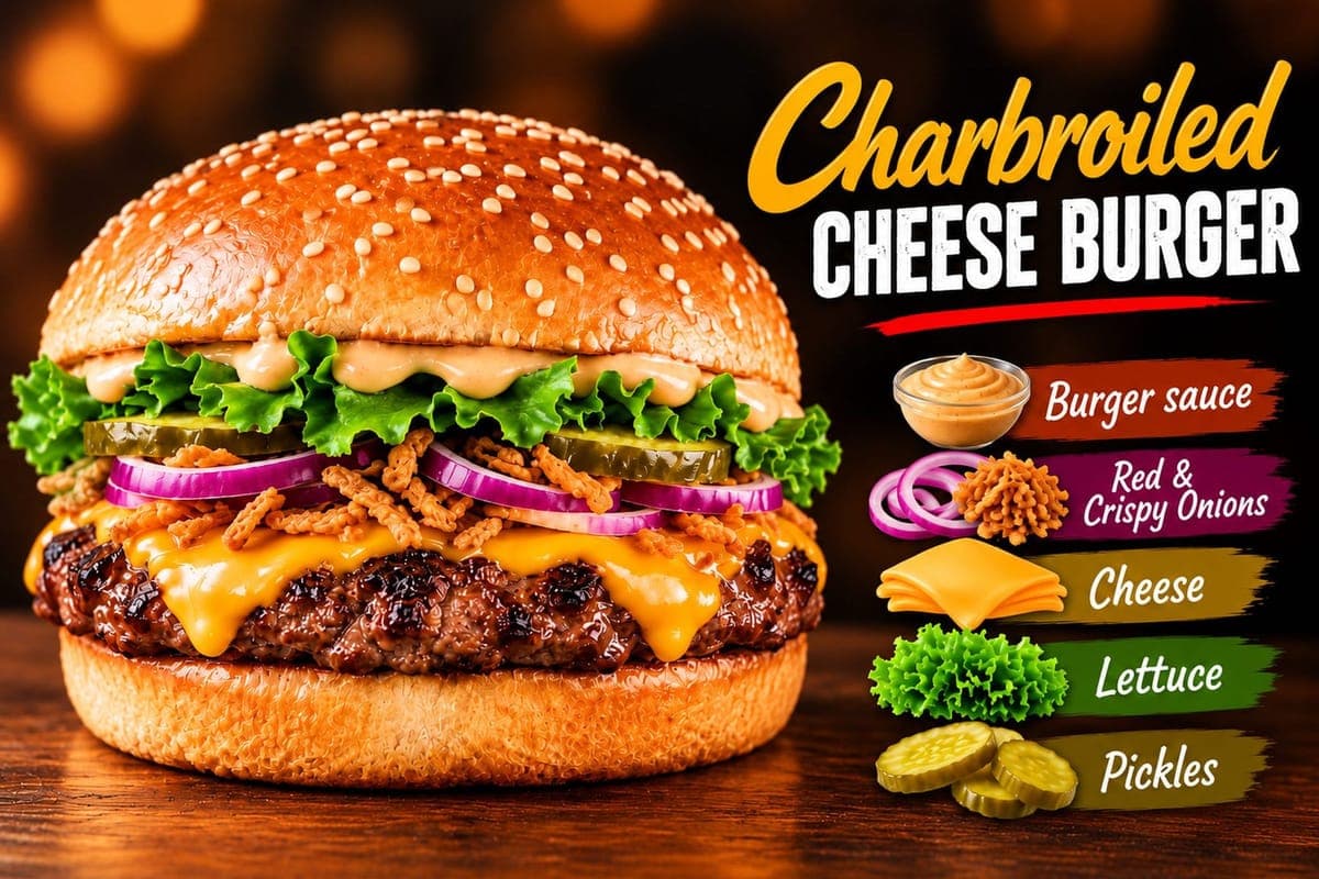 Single Charbroiled smoked Cheeseburger