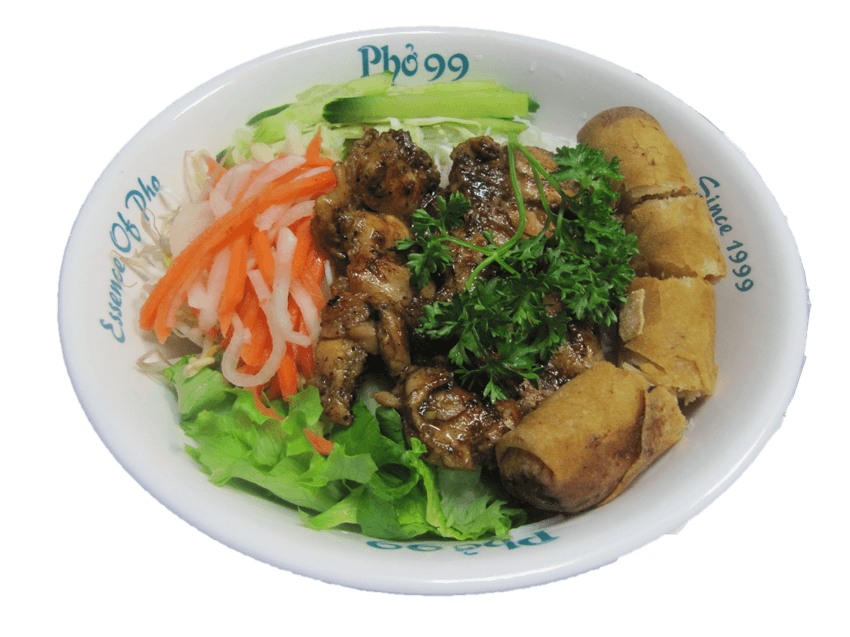 73. Vermicelli with Grilled Lemongrass Chicken and Fried Roll