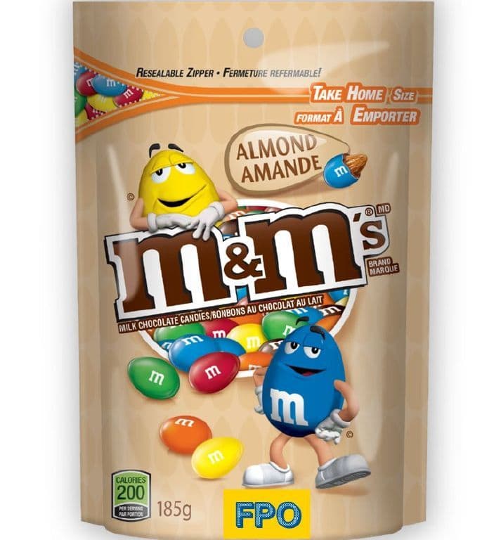 M&Ms Almonds Stand Up Pouch 185g