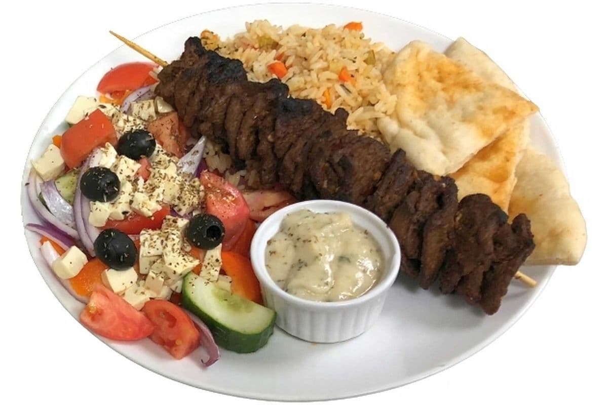 Vegan Beef Souvlaki Meal