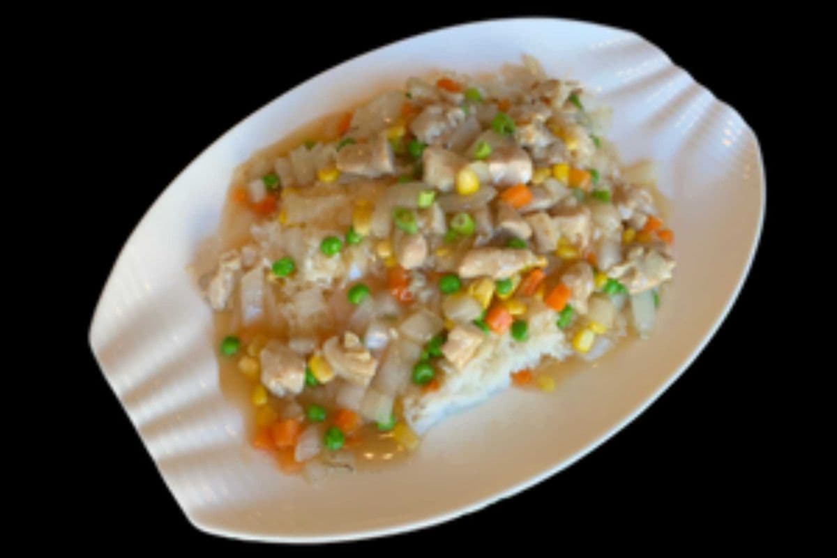 85. Fried Chicken, Tofu, and Mixed Vegetables