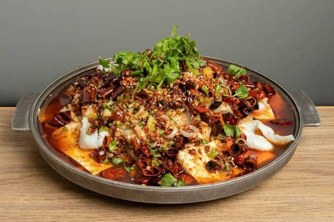 Sliced Fish in Hot Chili Oil (菜)水煮豆花黑鱼片