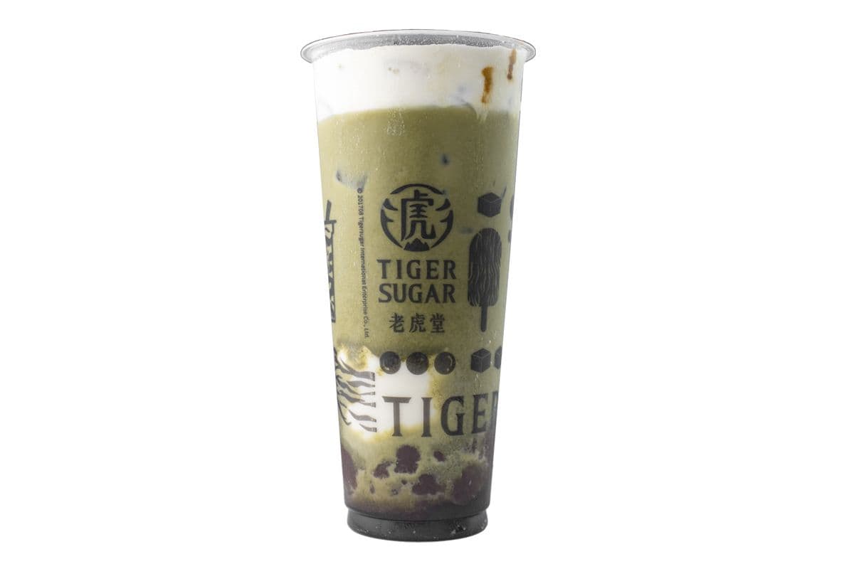 Matcha Red Bean Milk w/Cream / 黑糖抹茶紅豆厚鮮奶/含奶霜