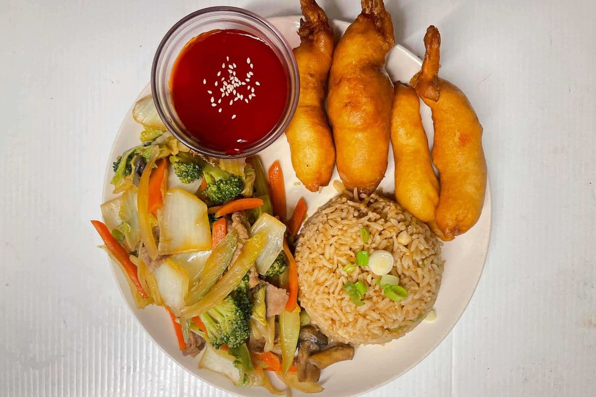 #3(rice, 4shrimp, greens)