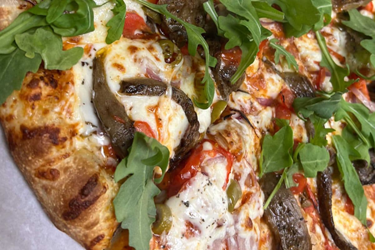 Large Grilled Eggplant Veggie Pizza