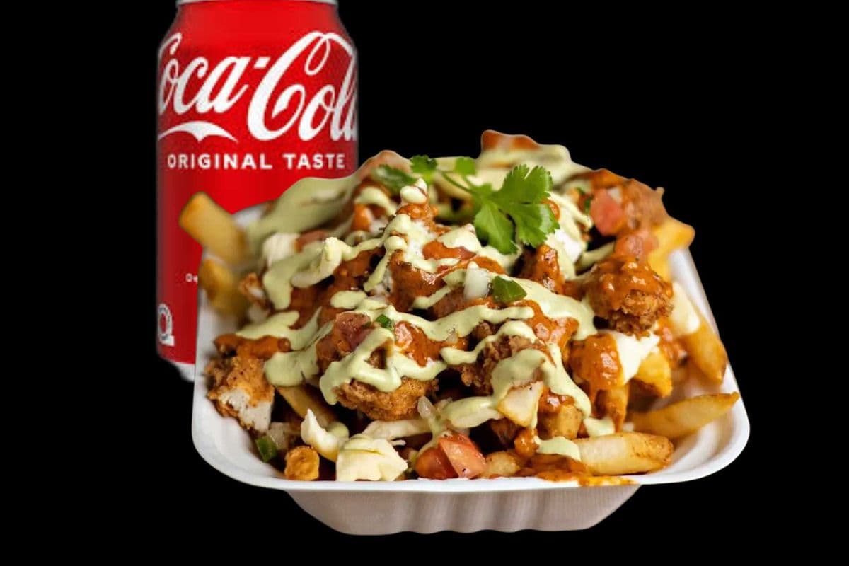 Butter Chicken Poutine and Pop