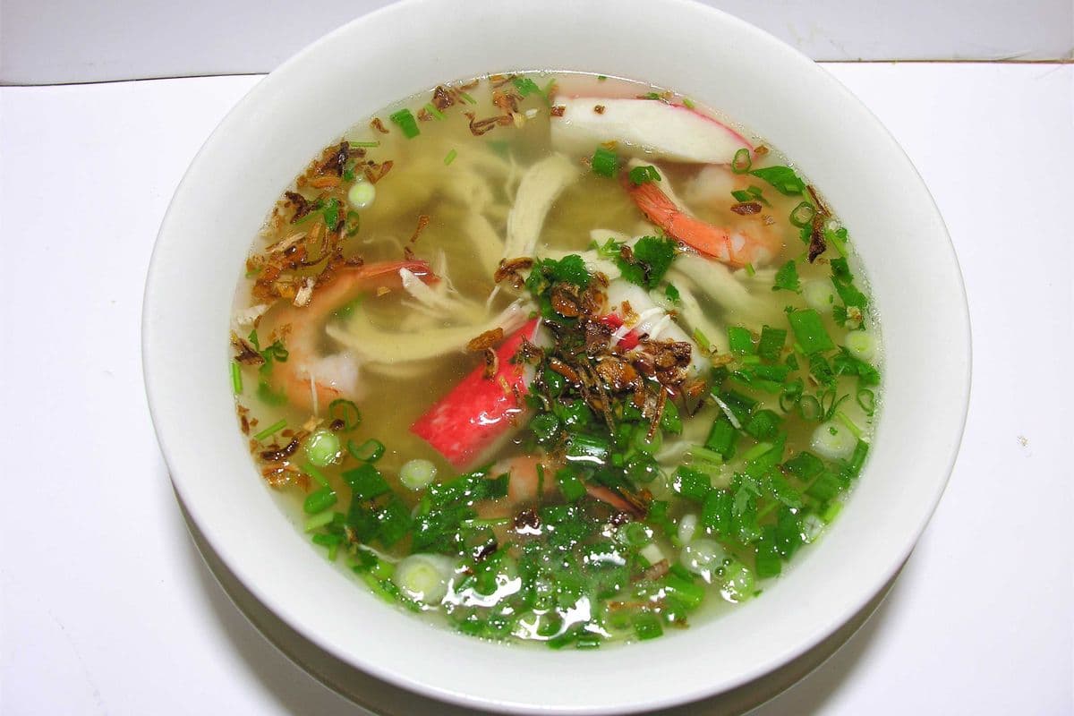 42. Shrimp, Crabstick, Fish Balls, and Vegetable Soup with Egg Noodles