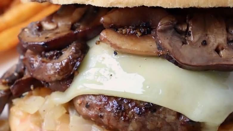 Medley mushroom cheeseburger