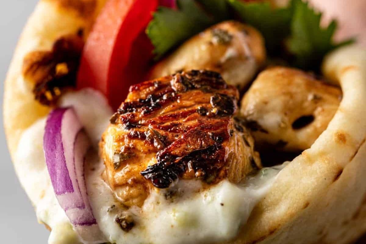 Chicken Souvlaki on a Pita