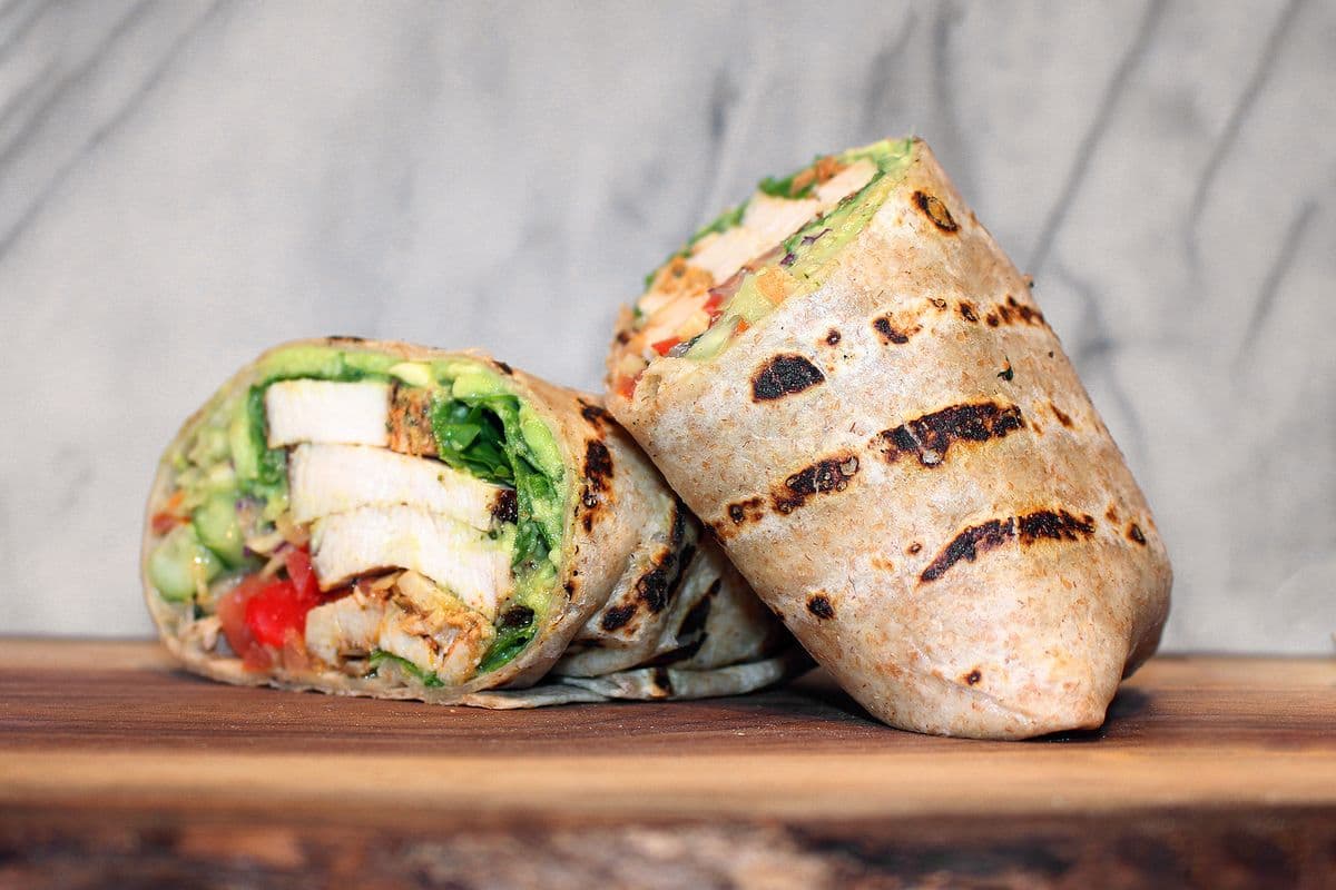 Chicken Avocado Wrap and Side Baby Green Salad