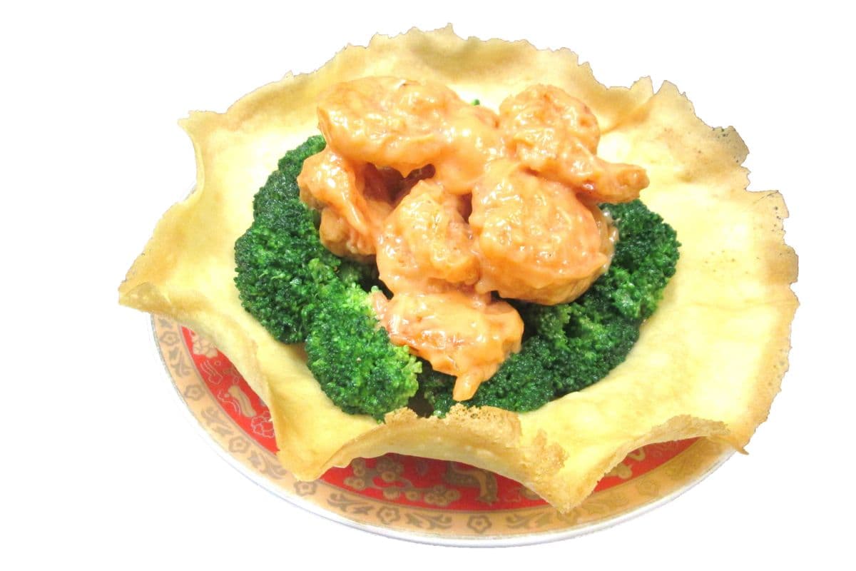 102. Jumbo Shrimp with Cookies Nest Thousand Island Sauce 金盞千島蝦球
