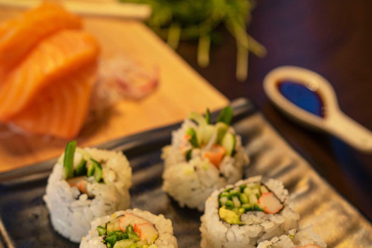Salmon Sashimi and California Roll